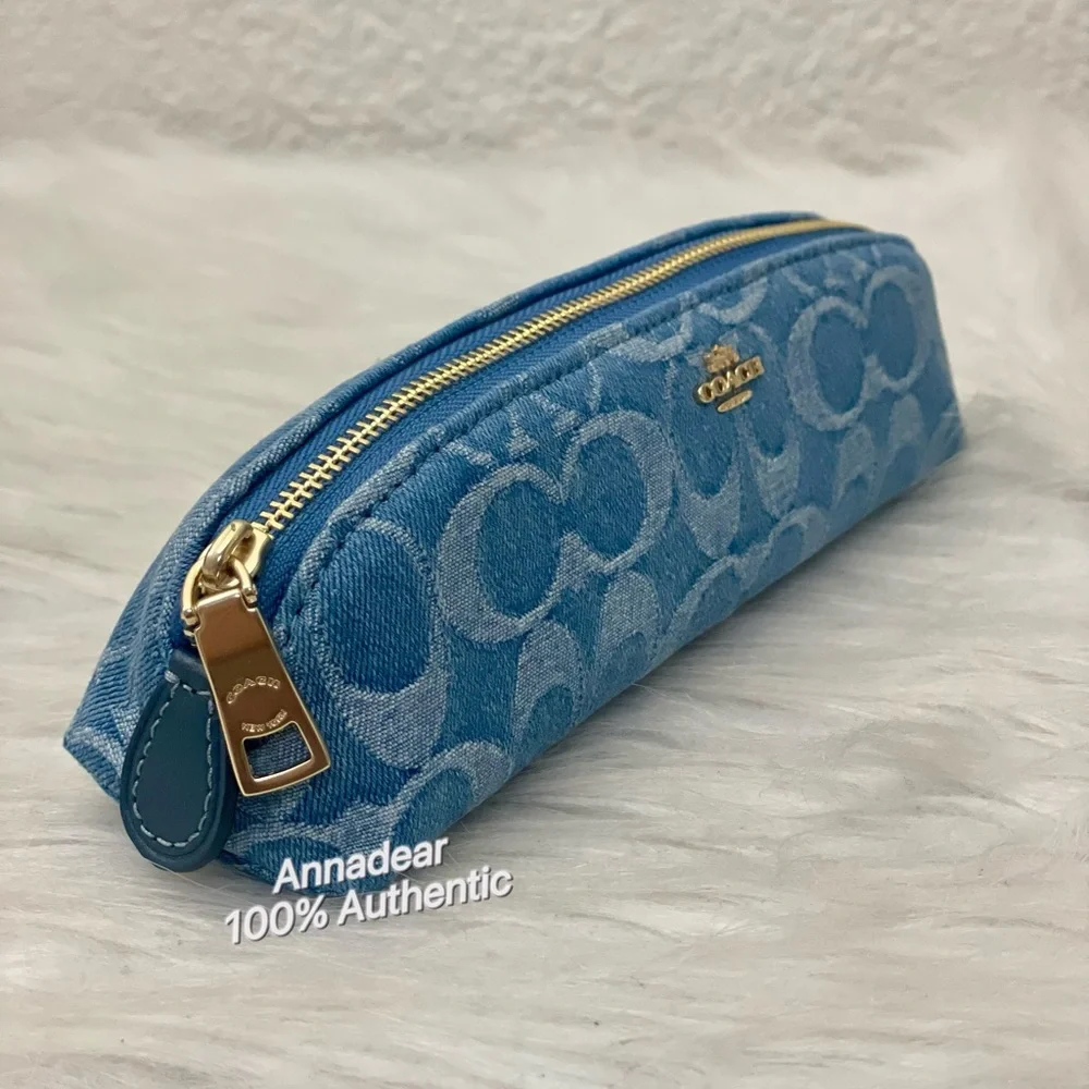 Coach Pencil Case In Signature Denim CDC10 NWT Color: IM/INDIGO
